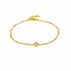 Minimalist CZ Anklet – Stainless Steel, Adjustable 21+5 cm