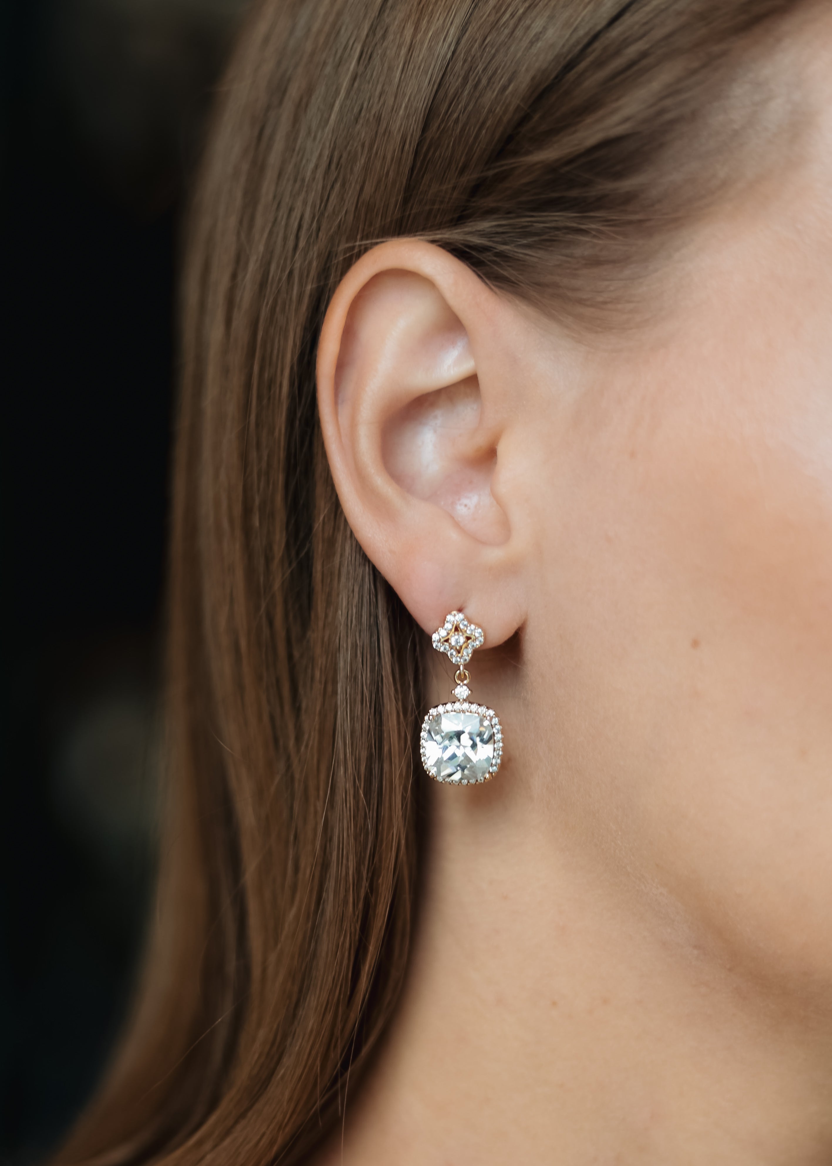 Wedding & Prom Cubic Zirconia Drop Earrings – Gold Plated