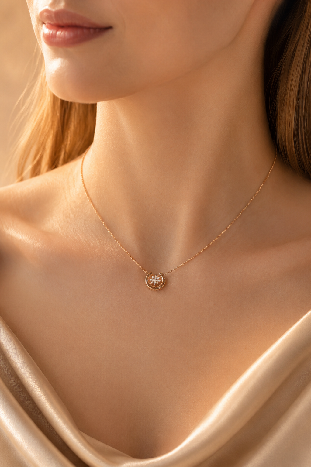 Rose Gold Plated Star Pendant Necklace – Hypoallergenic CZ Necklace 40+5 cm / 15.7”+2”
