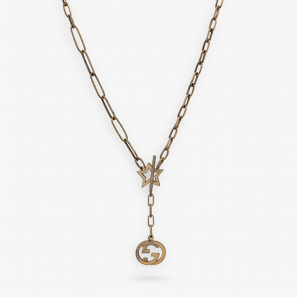 Rose Gold Plated Pendant Necklace – Statement Chain Necklace 45+5 cm