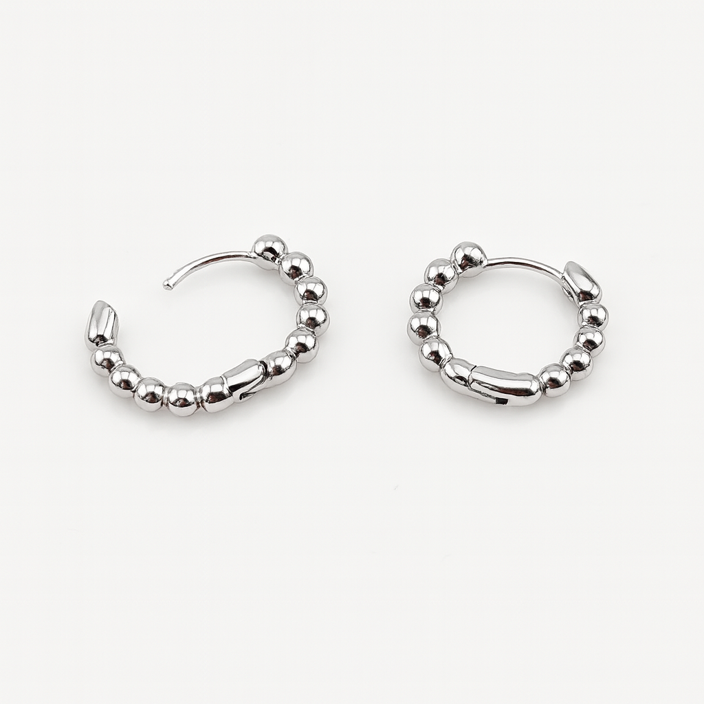 Sterling Silver Bubble Hoop Earrings Rhodium Plated 1.6 cm