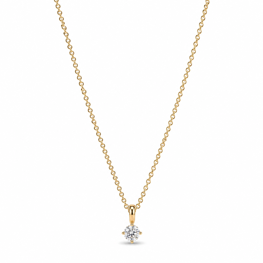 Gold Plated CZ Pendant Necklace – Clear, Red or Pink Stone, Hypoallergenic, Non-Tarnish