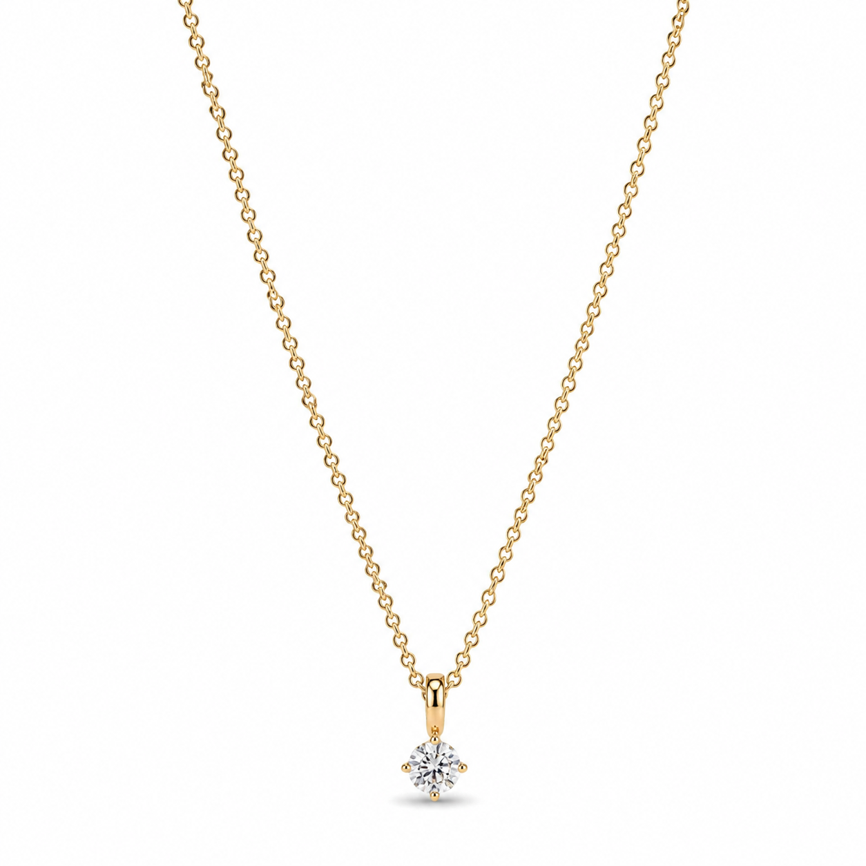 Gold Plated CZ Pendant Necklace – Clear, Red or Pink Stone, Hypoallergenic, Non-Tarnish