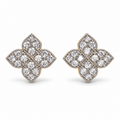 Sparkling Floral Stud Earrings – Gold or White Gold Plated Brass, 14 mm