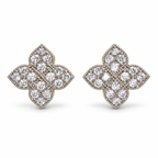 Sparkling Floral Stud Earrings – Gold or White Gold Plated Brass, 14 mm