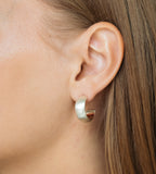 Matte Gold Plated Hoop Earrings with Sterling Silver Post — 2 cm