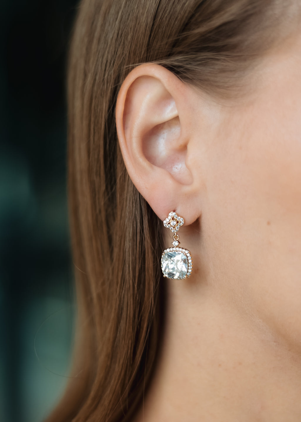 Wedding & Prom Cubic Zirconia Drop Earrings – Gold Plated