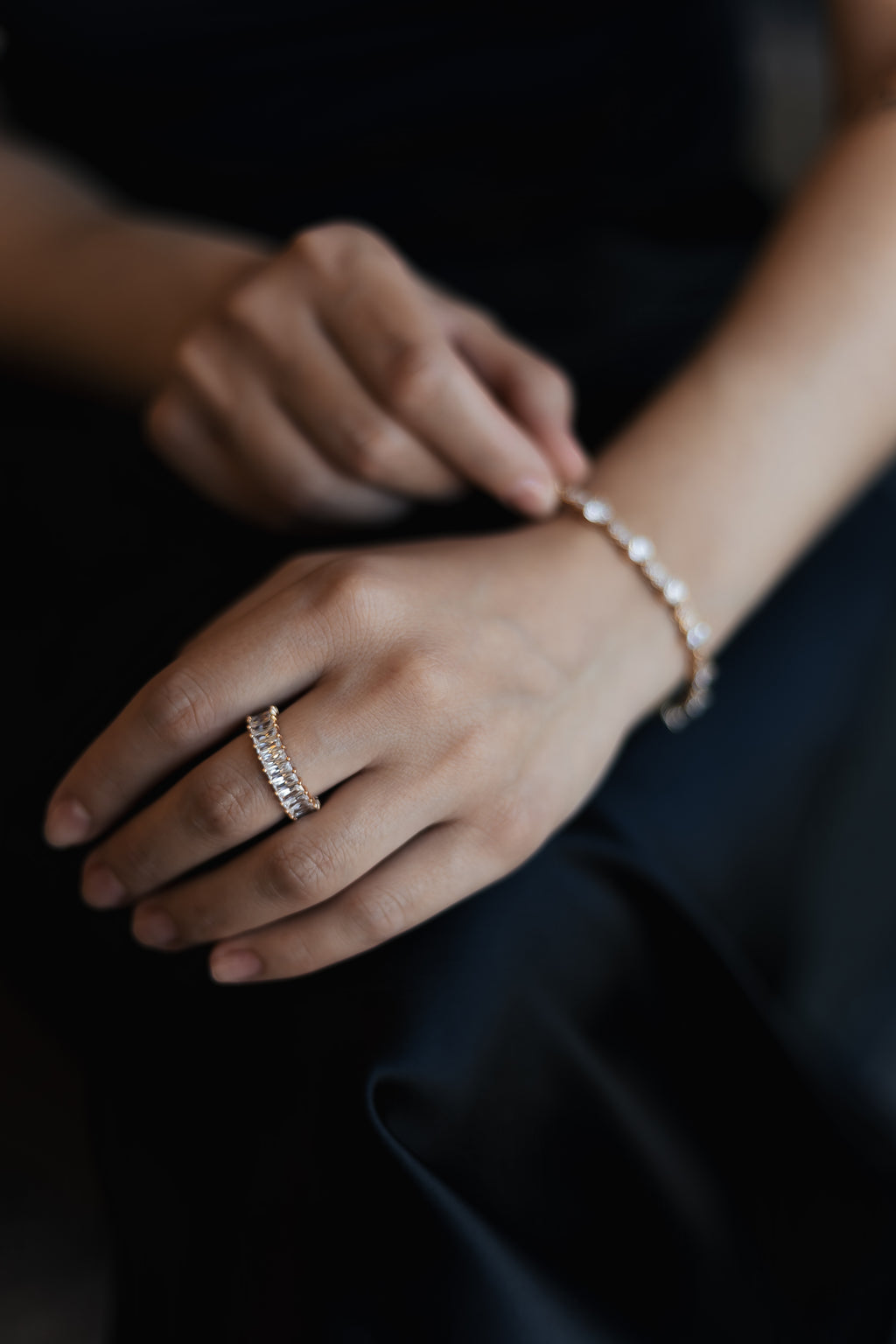 Rose Gold CZ Heart Tennis Bracelet – 5 mm, Adjustable 17+3 cm
