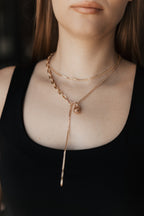 Rose Gold Plated Layered Necklace – Multi Layer Y Necklace 35 / 45+5 cm