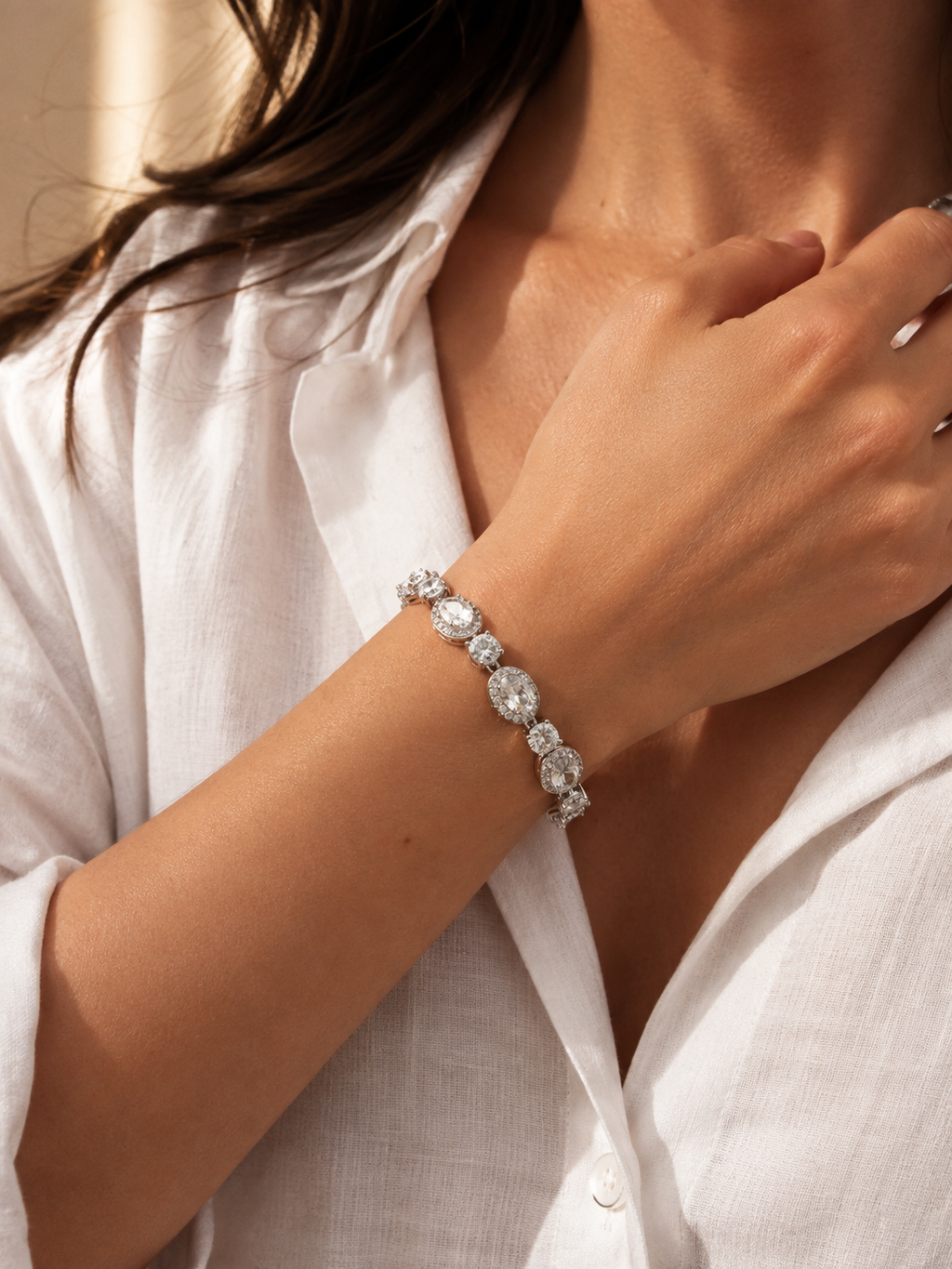 Rhodium Plated AAA CZ Tennis Bracelet – Bridal Wedding & Special Occasion Jewelry
