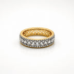 Luxury Two Tone Eternity Ring – Gold Plated & Silver Finish Cubic Zirconia Band – Hypoallergenic