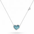 Silver Plated Blue Heart CZ Pendant Necklace – Adjustable, Hypoallergenic, Non-Tarnish
