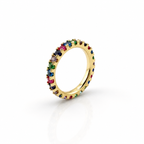 Rainbow Eternity Ring Gold Plated | Colorful Cubic Zirconia Band