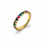 Rainbow Eternity Ring Gold Plated | Colorful Cubic Zirconia Band