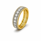 Luxury Two Tone Eternity Ring – Gold Plated & Silver Finish Cubic Zirconia Band – Hypoallergenic