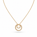 Gold Plated Double Circle CZ Pendant Necklace – Hypoallergenic, Non-Tarnish