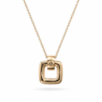Gold Plated Black Square Pendant Necklace with CZ Stones – Hypoallergenic, Non-Tarnish