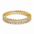 Yellow Gold-Plated CZ Eternity Ring – Hypoallergenic, Tarnish-Resistant, Sizes 6–8