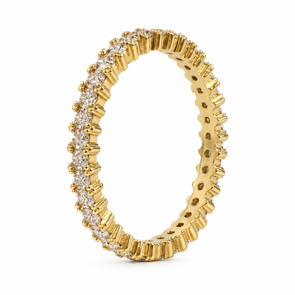 Yellow Gold-Plated CZ Eternity Ring – Hypoallergenic, Tarnish-Resistant, Sizes 6–8