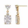Gold-Plated Heart & Cushion CZ Drop Earrings – 2 cm