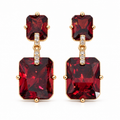 Gold-Plated Rectangular CZ Drop Earrings – Red or Turquoise Blue, 2.5 cm