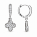 Clover Charm Hoop Earrings – Silver -Plated Stainless Steel