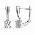 Silver -Plated Stainless Steel Earrings with 7 mm CZ – English Lock