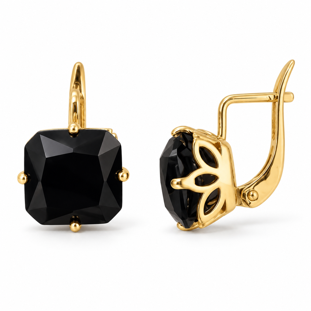 Gold Plated Square CZ Drop Earrings – Hypoallergenic, Non-Tarnish, Multiple Colours