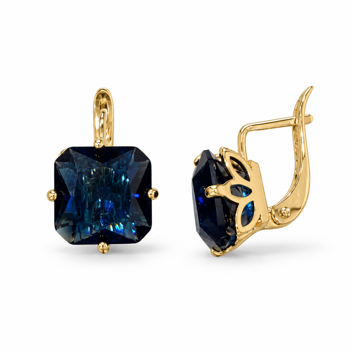 Gold Plated Square CZ Drop Earrings – Hypoallergenic, Non-Tarnish, Multiple Colours