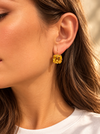 Gold Plated Square CZ Drop Earrings – Hypoallergenic, Non-Tarnish, Multiple Colours