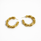 Twisted Hoop Earrings | Gold Plated Hoops with Sterling Silver Post 3.5 cm