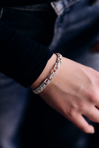 Silver Rhodium Plated Cubic Zirconia Multi Row Link Bracelet 17.5 cm Box Clasp