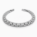 Silver Rhodium Plated Cubic Zirconia Multi Row Link Bracelet 17.5 cm Box Clasp
