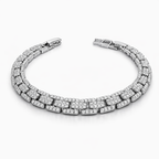Silver Rhodium Plated Cubic Zirconia Multi Row Link Bracelet 17.5 cm Box Clasp