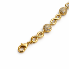Gold Plated Infinity Bracelet with CZ Pave Balls – 16.5+4 cm