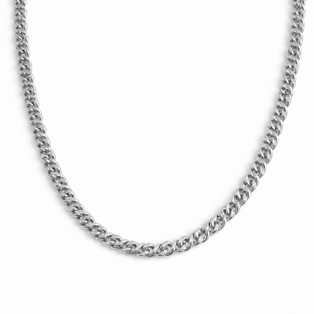 5 mm Curb Chain Necklace 50 cm – Gold Plated or White Gold