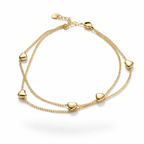 Double Chain Heart Anklet – Stainless Steel, Adjustable 21+5 cm