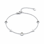 Clover Charm Anklet – Stainless Steel, Adjustable 21+5 cm