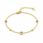 Clover Charm Anklet – Stainless Steel, Adjustable 21+5 cm