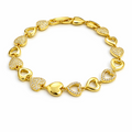 CZ Heart Link Bracelet for Women – Gold & Rose Gold Plated, 17+2 cm