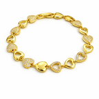CZ Heart Link Bracelet for Women – Gold & Rose Gold Plated, 17+2 cm