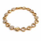 CZ Heart Link Bracelet for Women – Gold & Rose Gold Plated, 17+2 cm