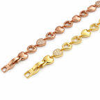 CZ Heart Link Bracelet for Women – Gold & Rose Gold Plated, 17+2 cm