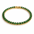 Green Stone Tennis Bracelet – Gold Plated Stainless Steel, 17 cm