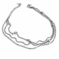 Layered Chain Bracelet – Rhodium Plated, Adjustable 17+3 cm