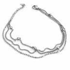 Layered Chain Bracelet – Rhodium Plated, Adjustable 17+3 cm
