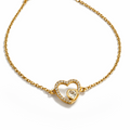 CZ Heart Bracelet – Gold Plated, Adjustable 17+5 cm