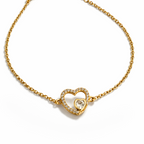 CZ Heart Bracelet – Gold Plated, Adjustable 17+5 cm
