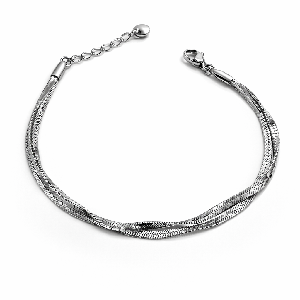 Double Snake Chain Bracelet – Stainless Steel, Adjustable 17+4 cm