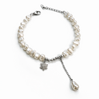 Pearl Charm Bracelet – Gold or White Gold Plated, 17+3 cm
